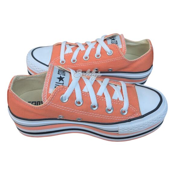 Converse Chuck Taylor All Star 2013 Platform Low Top Striped Peach Orange 5.5 - Picture 13 of 13